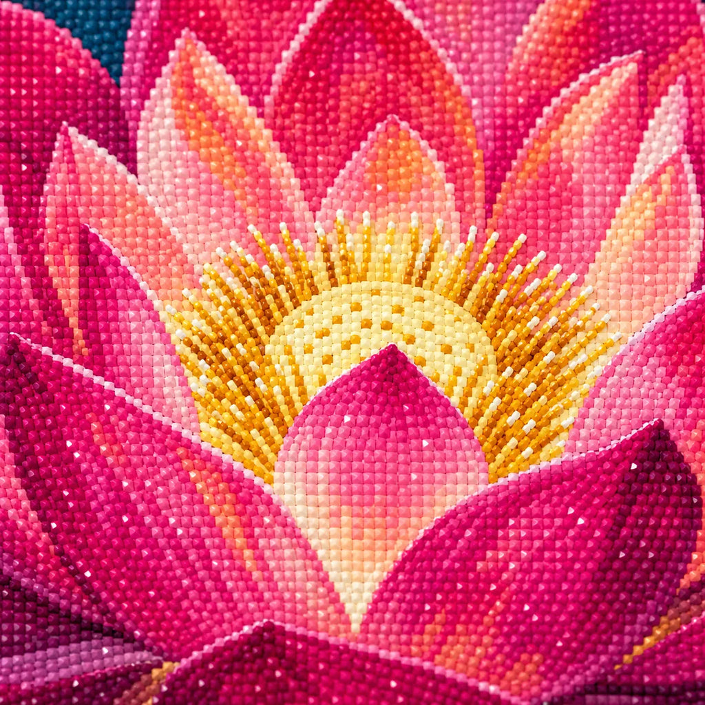 Close-up diamond drill detail of Radiant Lotus Bloom