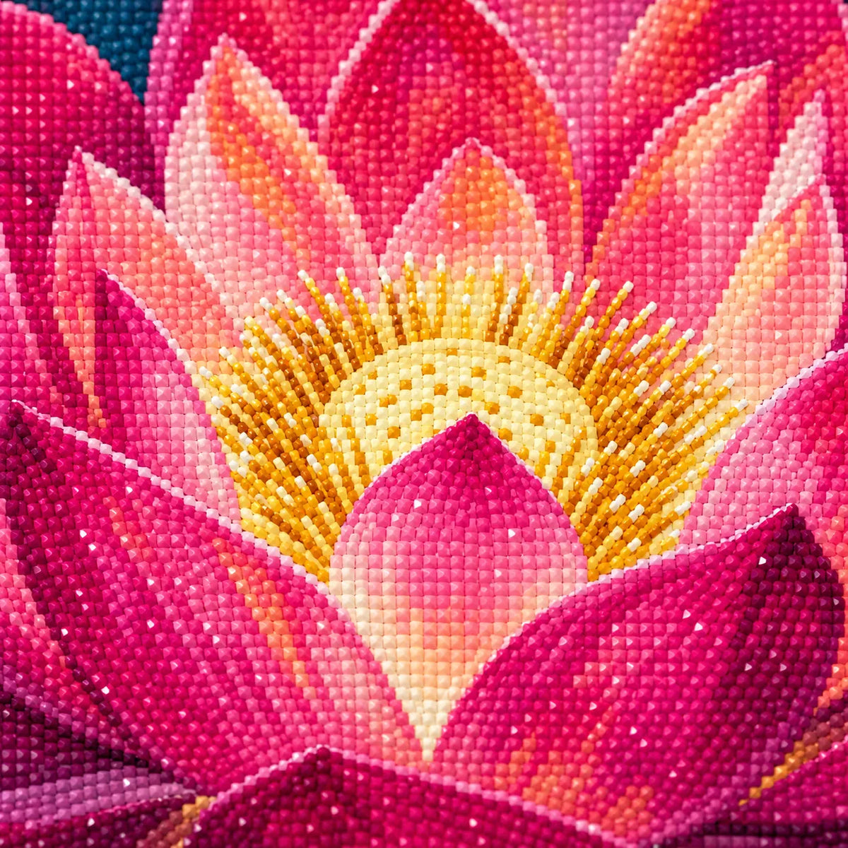 Close-up diamond drill detail of Radiant Lotus Bloom