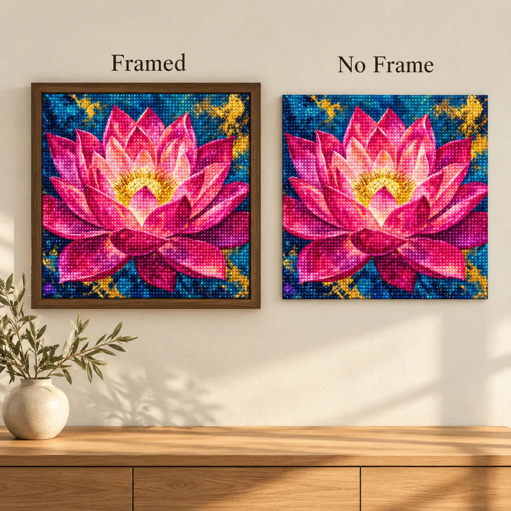 Framed and no-frame comparison for Radiant Lotus Bloom