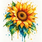 Finished diamond painting of radiant sunburst bloom.