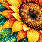 Close-up of diamond drill details in radiant sunburst bloom.