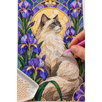Ragdoll Cat Purple Irises Diamond Painting Kit — diamond painting application process
