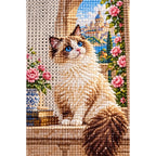 Ragdoll Cat Rose Window Diamond Painting Kit diamond and canvas detail