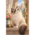 Ragdoll Cat Rose Window original artwork on white background