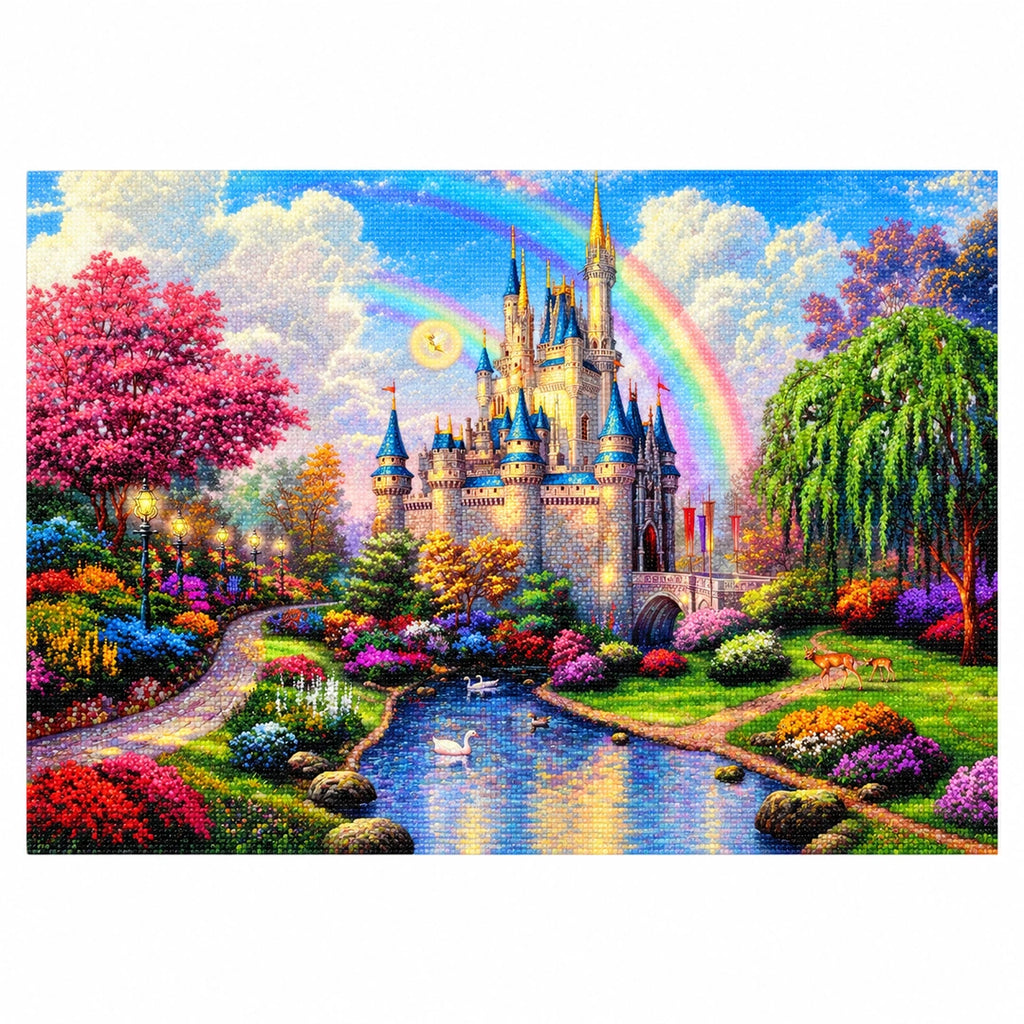 Rainbow Castle Fantasy Diamond Painting Kit finished landscape diamond painting product