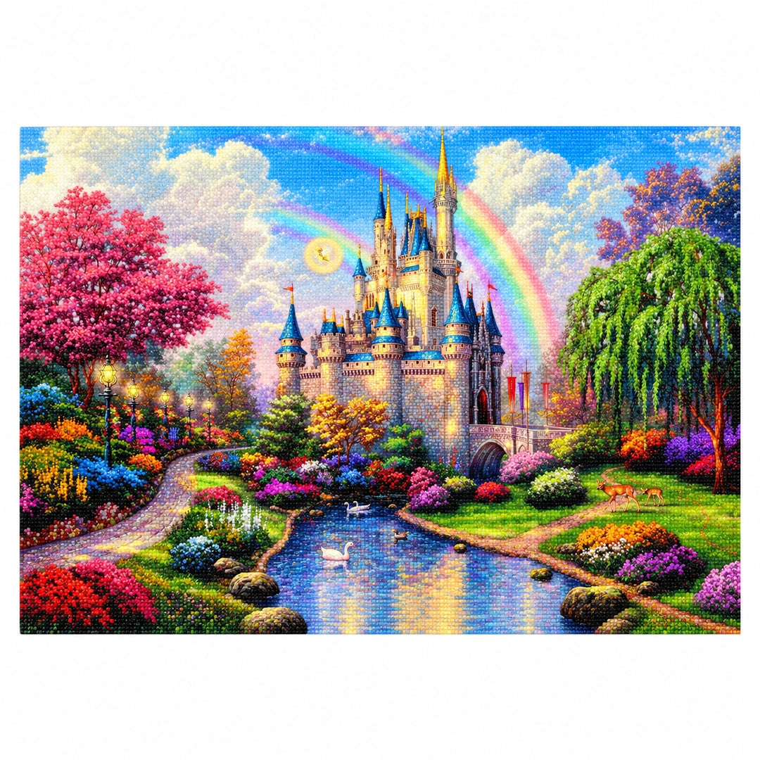 Rainbow Castle Fantasy Diamond Painting Kit finished landscape diamond painting product