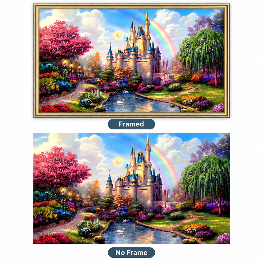 Rainbow Castle Fantasy Diamond Painting Kit diamond painting No Frame and Framed options