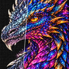 Rainbow Ember Mosaic Dragon diamond drill and canvas detail