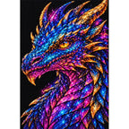 Rainbow Ember Mosaic Dragon finished diamond painting on white background