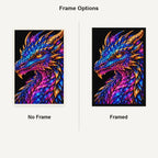 Rainbow Ember Mosaic Dragon No Frame and Framed style comparison