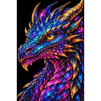 Rainbow Ember Mosaic Dragon original artwork on white background