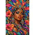 Rainbow Feather Queen original artwork on white background