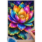 Rainbow Lotus Bloom Diamond Painting Kit — Diamond painting process