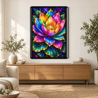 Rainbow Lotus Bloom Diamond Painting Kit — Home decor scene