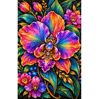 Rainbow Orchid Jewel Bloom Diamond Painting Kit — Finished white-background diamond painting