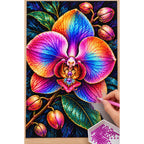 Rainbow Orchid Night Bloom Diamond Painting Kit — Diamond painting process