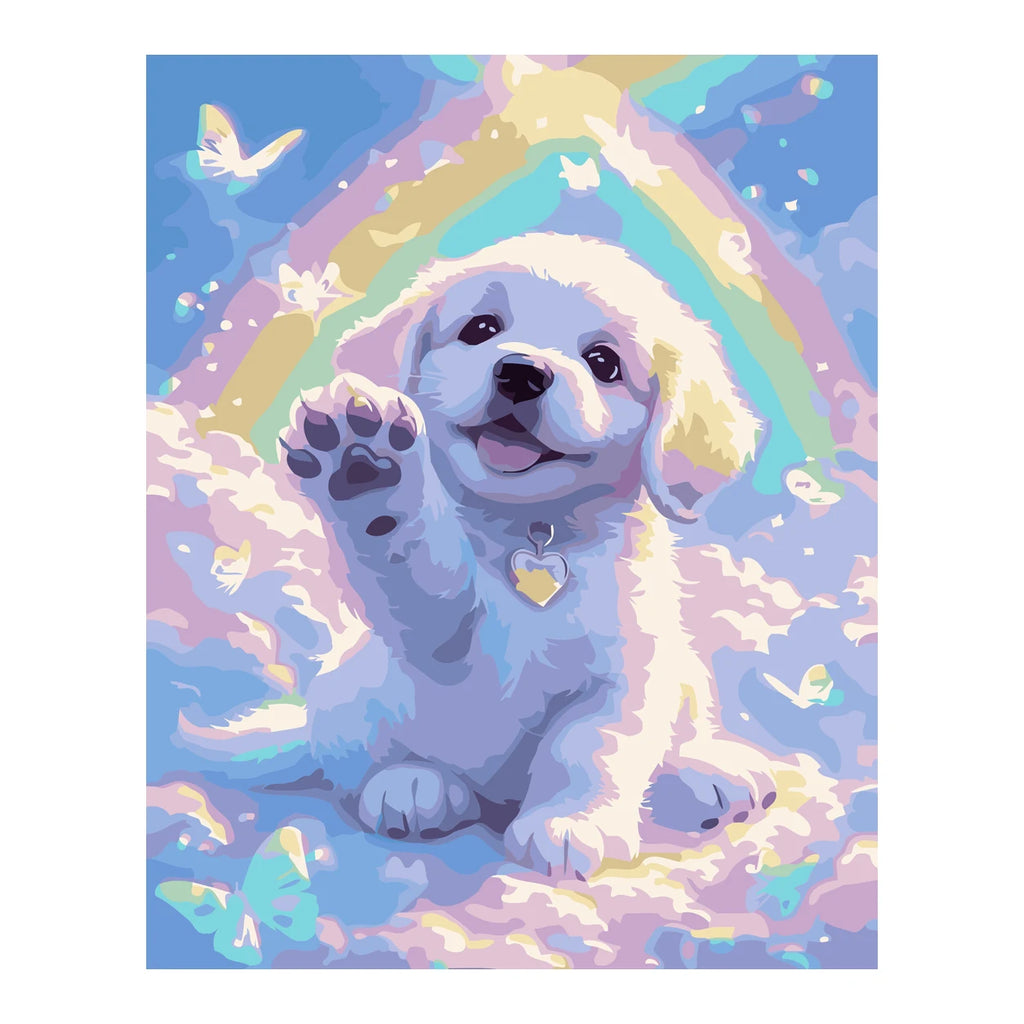 Rainbow Puppy Paw completed artwork on a clean white background