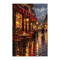Original Rainy Paris Cafe artwork on a white background.