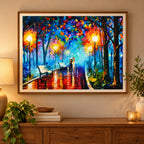 Home decor scene for Rainy Park Couple Under an Umbrella Diamond Painting Kit