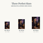 Three size options for the Raven Astronomer diamond painting kit.