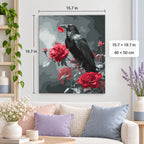 Raven and Red Roses shown in a styled room with 15.7 × 19.7 in and 40 × 50 cm dimensions