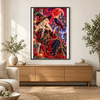 Raven Sorceress Crimson Moon finished artwork in home décor