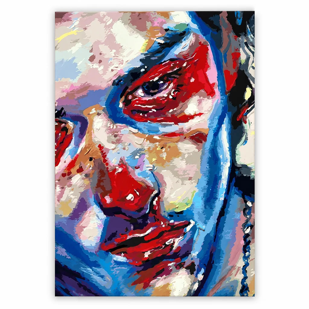 Red-Blue Cubist Face: original image