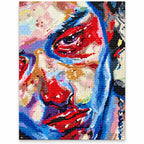Red-Blue Cubist Face: finished image