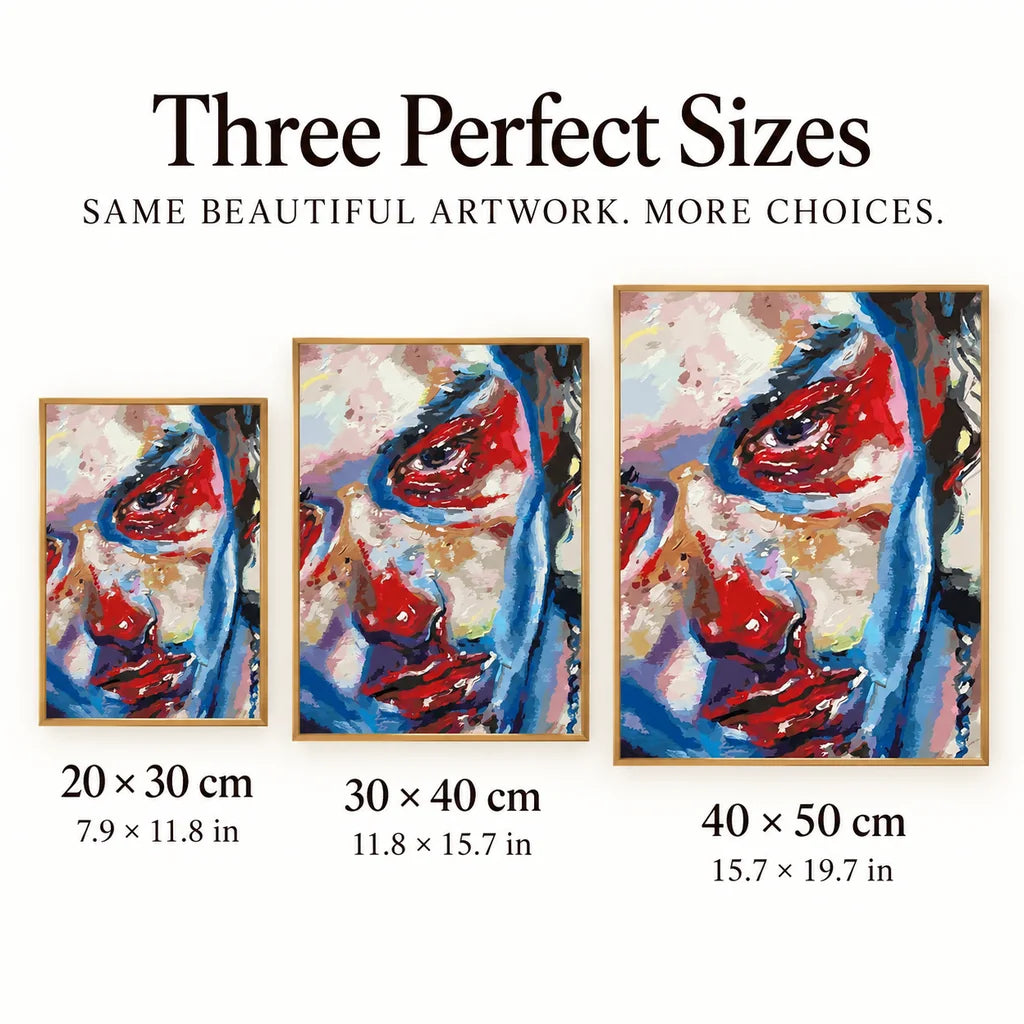 Red-Blue Cubist Face: sizes image