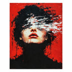 Red, Black and White Stroke Woman Portrait: original