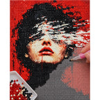 Red, Black and White Stroke Woman Portrait: process