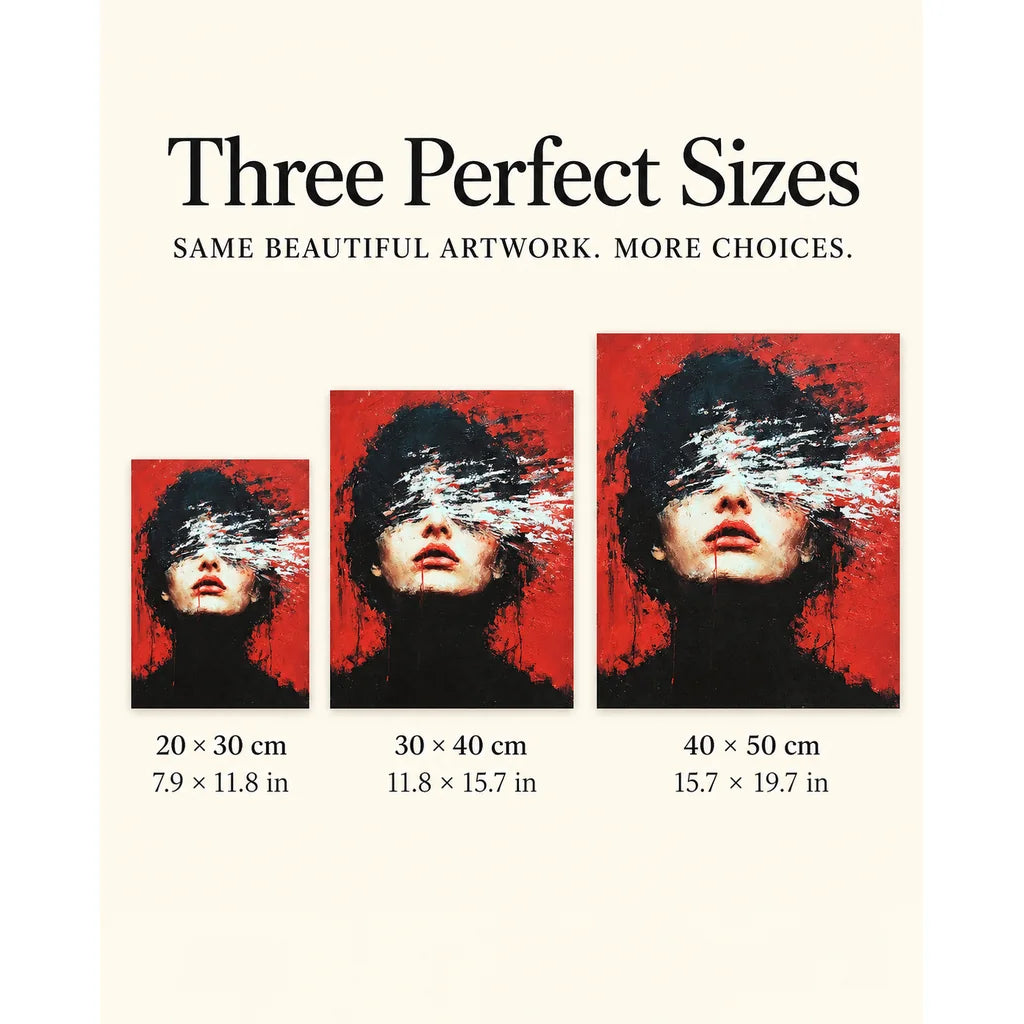 Red, Black and White Stroke Woman Portrait: sizes