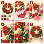 Six-step pearl painting tutorial for the Red Bow Christmas Wreath design.