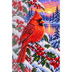 Red Cardinal Snowy Winter Berries Diamond Painting Kit — canvas and drill material detail