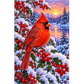Red Cardinal Snowy Winter Berries Diamond Painting Kit — original white-background artwork