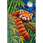 Red Panda Bamboo Moonlight Diamond Painting Kit — canvas and drill material detail
