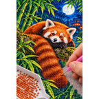 Red Panda Bamboo Moonlight Diamond Painting Kit — diamond painting application process
