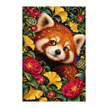Original white-background artwork of Red Panda Ginkgo Bloom Frame