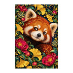 Original white-background artwork of Red Panda Ginkgo Bloom Frame