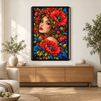 Red Poppy Muse Diamond Painting Kit — Home decor scene