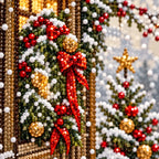 Close-up diamond detail for Red Ribbons In Snow