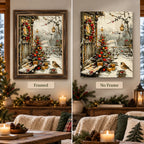 Framed and no-frame options for Red Ribbons In Snow