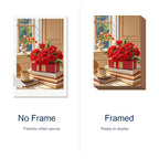 Red Rose Morning Diamond Painting Kit frame view