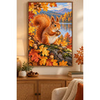 Red Squirrel Autumn Lake Diamond Painting Kit home decor scene