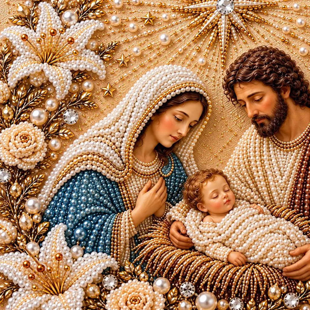 Holy Family Nativity Pearl Diamond Painting Kit detail image