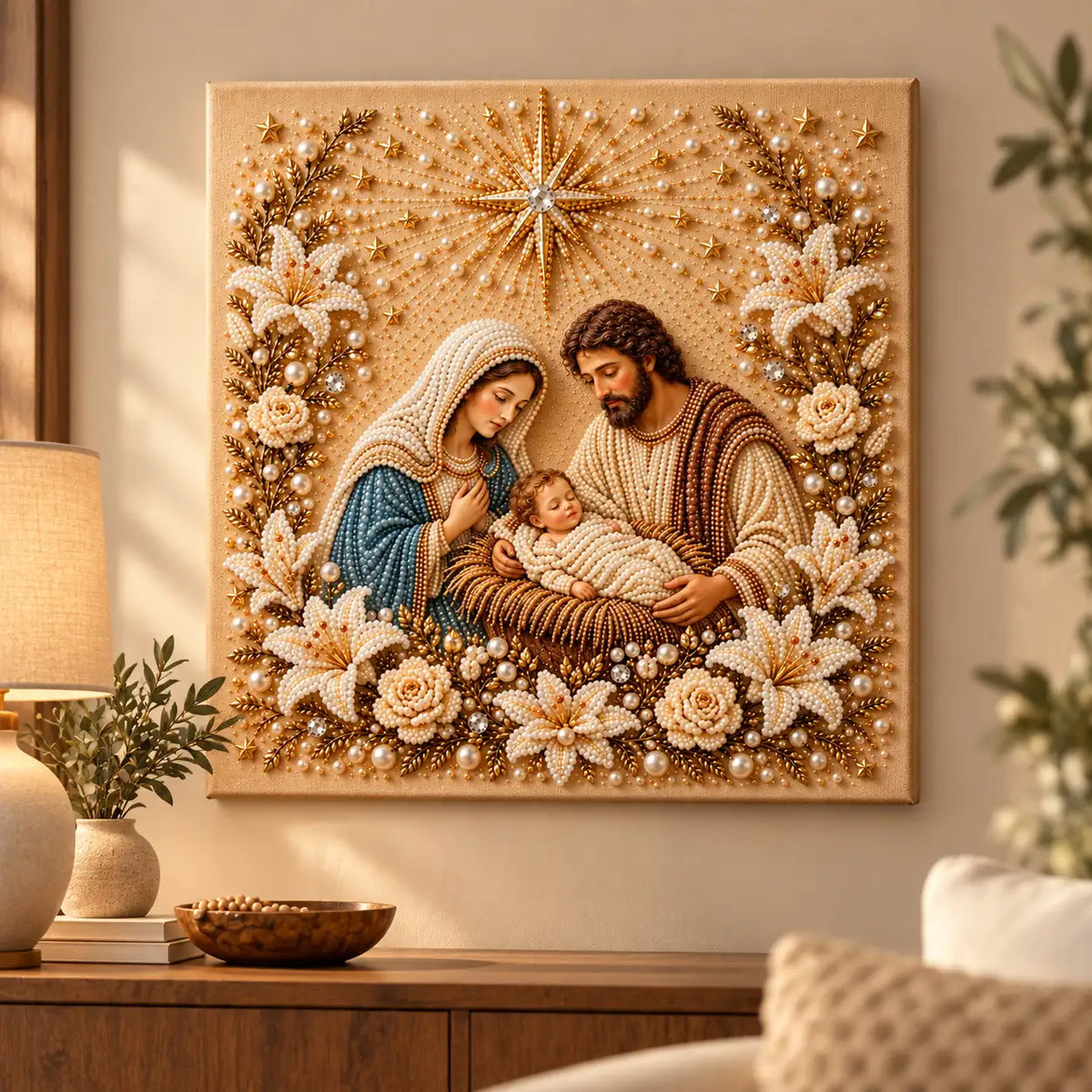 Holy Family Nativity Pearl Diamond Painting Kit room image