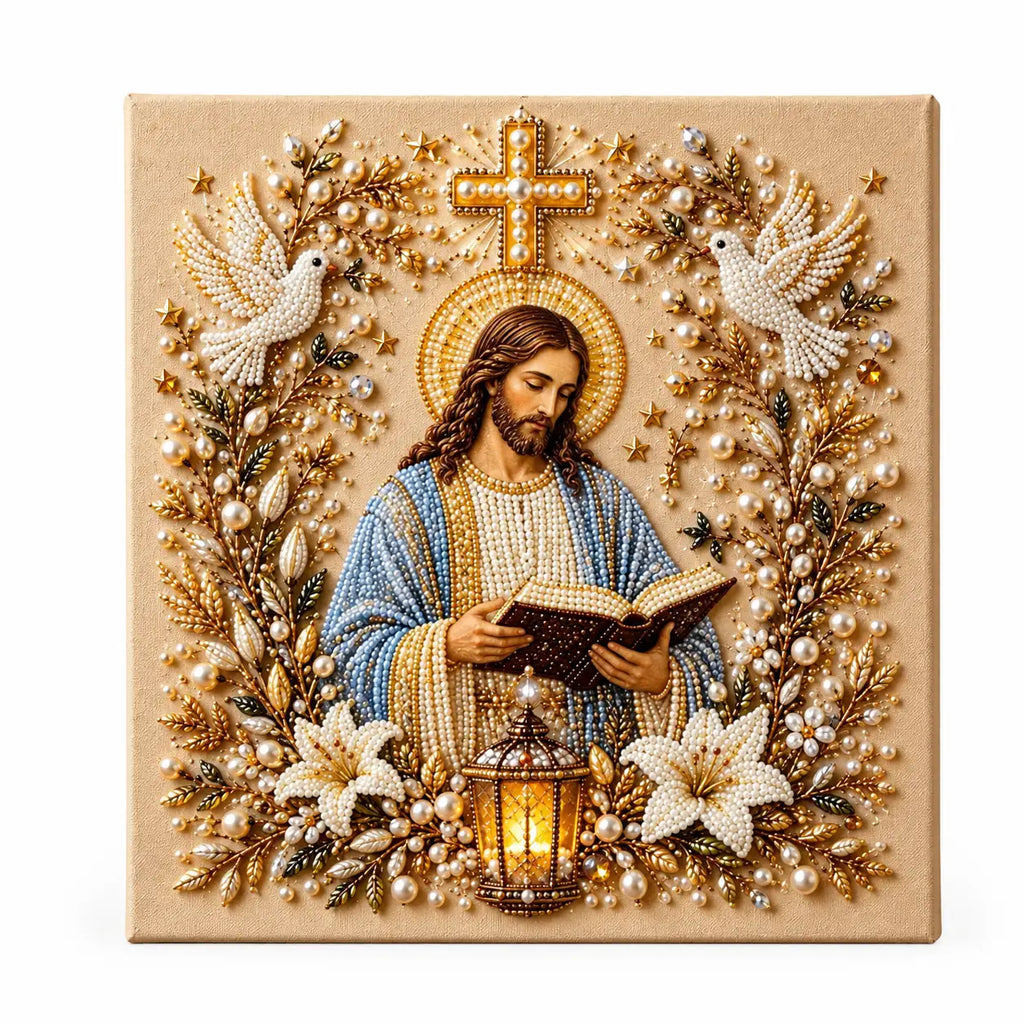 Jesus Reading Pearl Diamond Painting Kit hero image