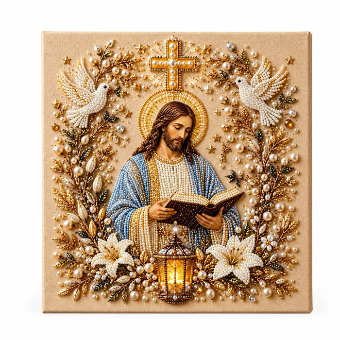 Jesus Reading Pearl Diamond Painting Kit hero image