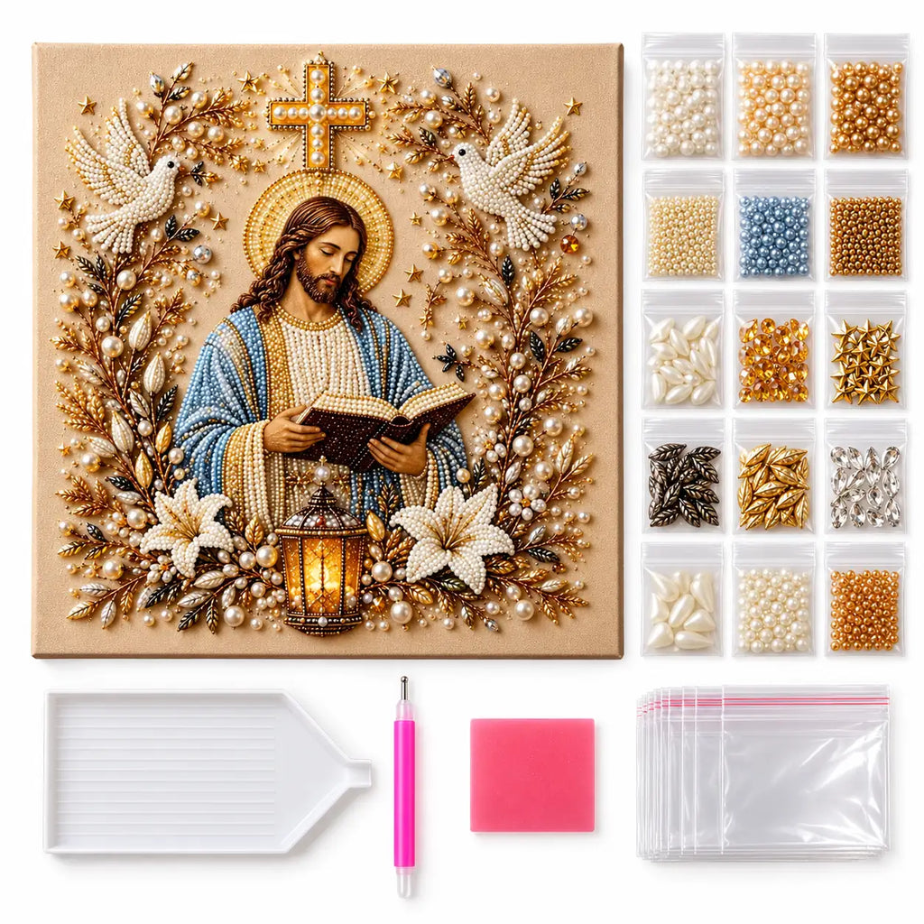 Jesus Reading Pearl Diamond Painting Kit kit image
