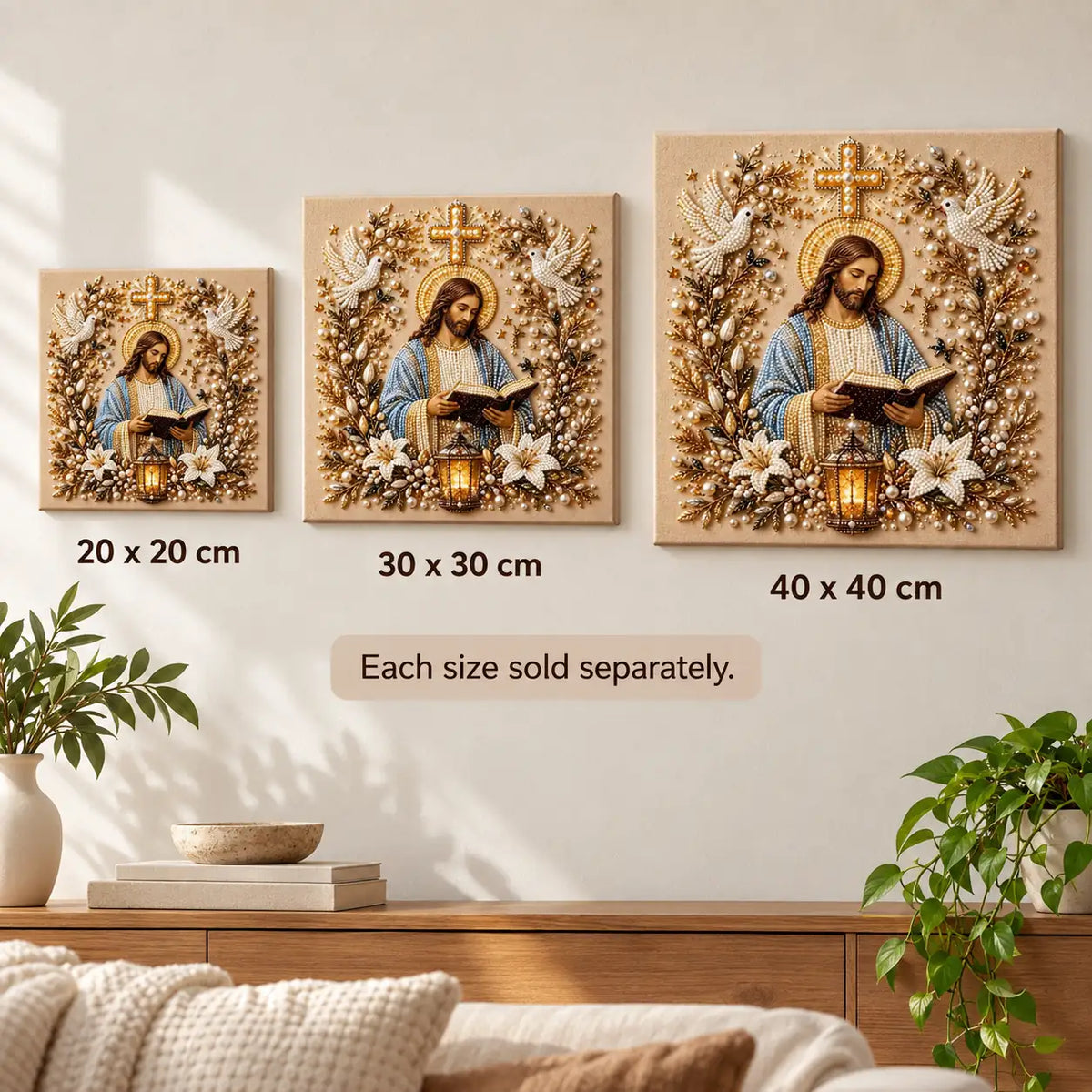 Jesus Reading Pearl Diamond Painting Kit size image